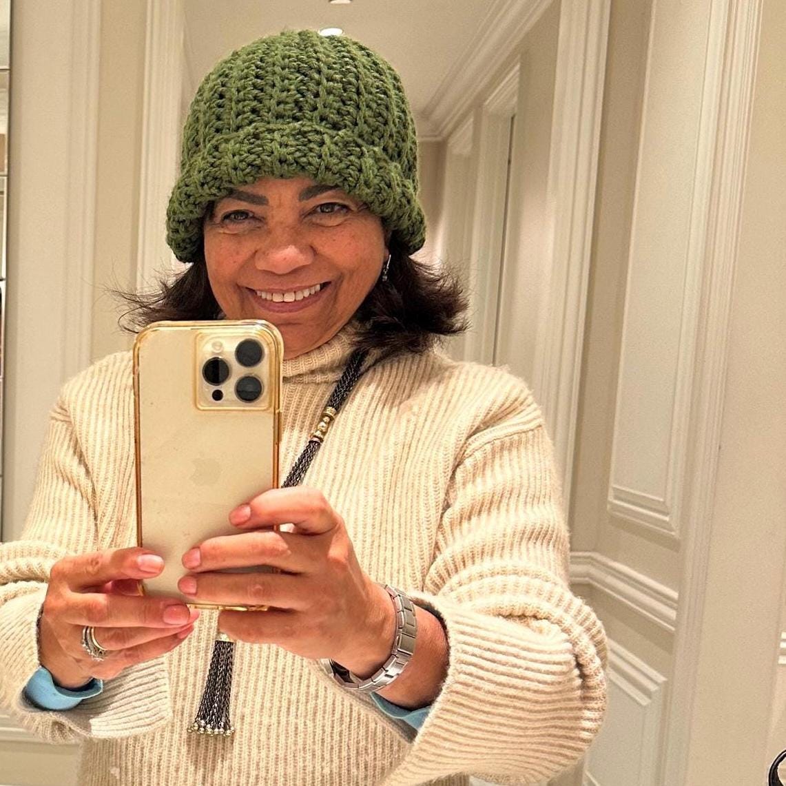 Adult Beige Crocheted Beanie with PomPom