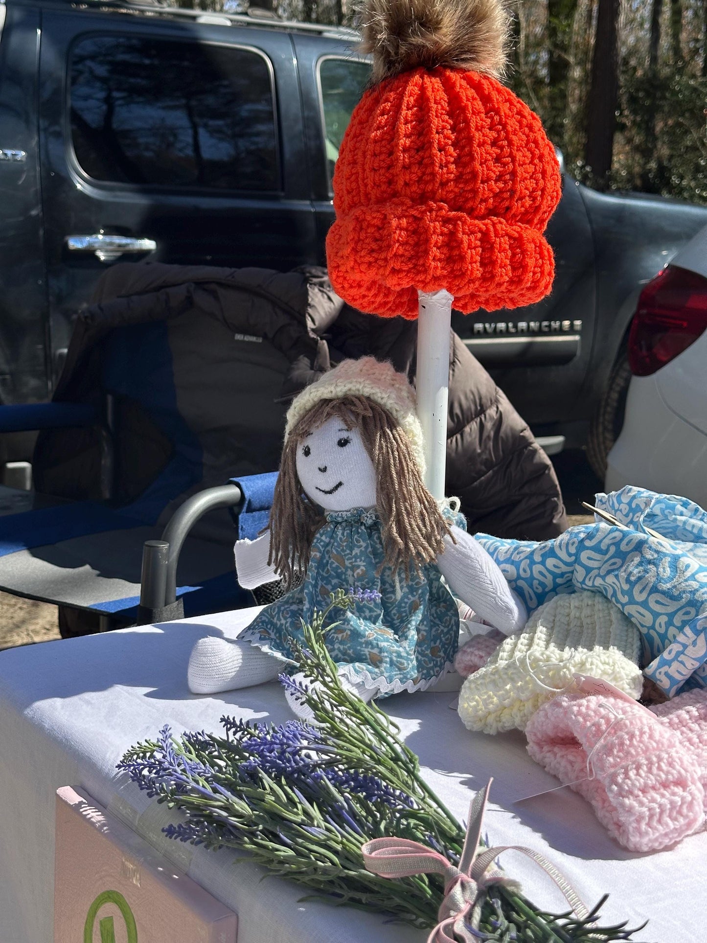 Kids Coral Crocheted Beanie with PomPom